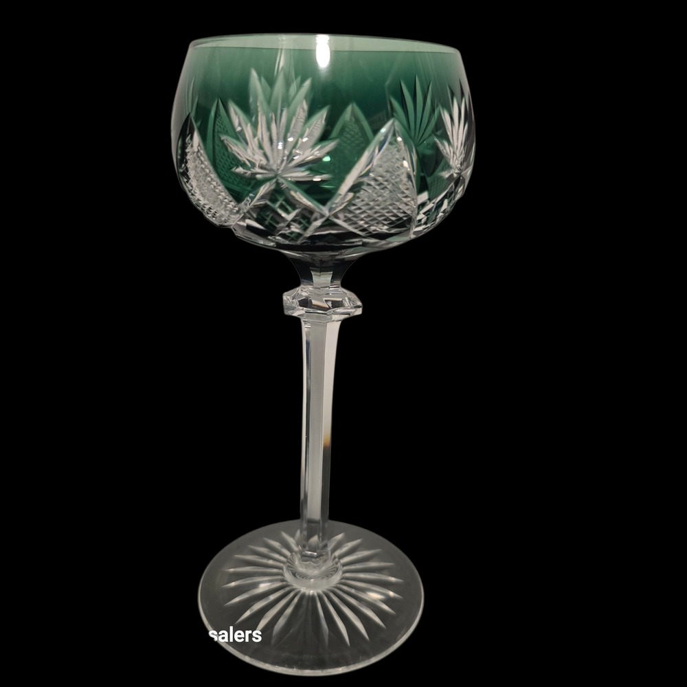Berncastel‎ by Val St. Lambert Emerald Green Hock Crystal Wine Glass Stemware